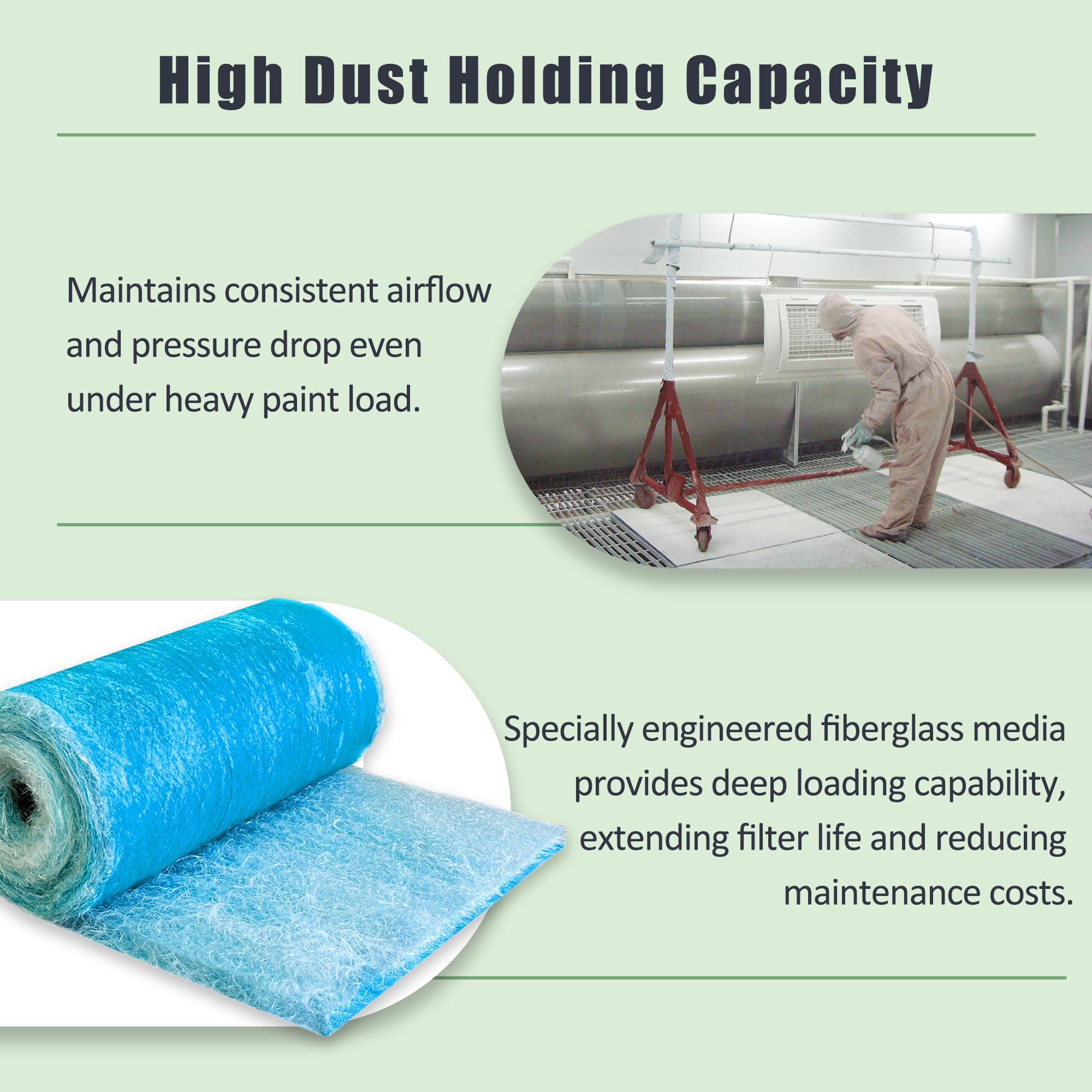 Fiberglass Paint Booth Filter Roll for Spray Booth 18-Gram Blue